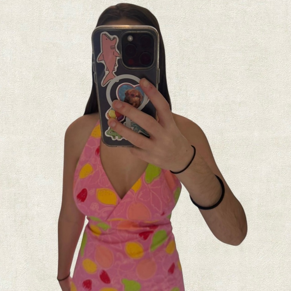 Lilly Pulitzer Pink and Green Halter Dress